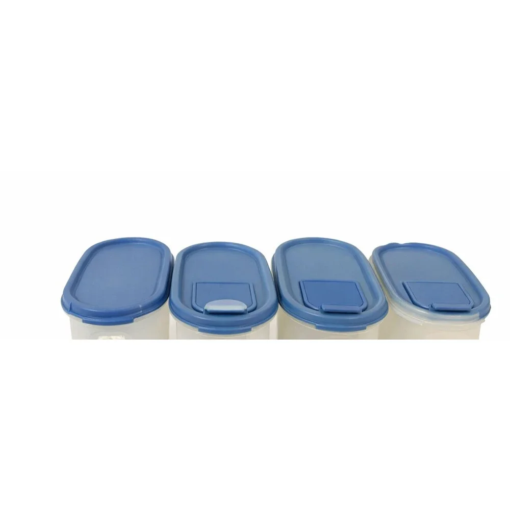 Set Of 4 Tupperware Storage Containers Blue Lids 4.5 Cups (See Notes)
